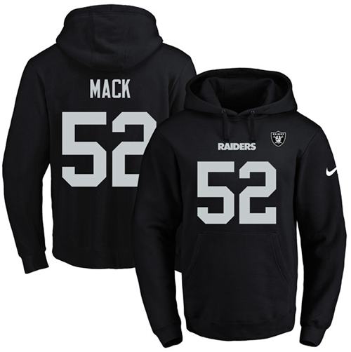 Nike Raiders #52 Khalil Mack Black Name & Number Pullover NFL Hoodie - Click Image to Close
